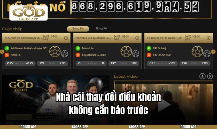 Nhà cái thay đổi điều khoản không cần báo trước