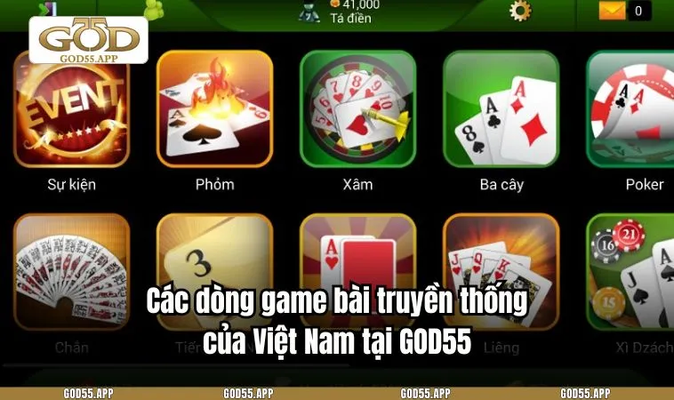 Các dòng game bài truyền thống của Việt Nam tại GOD55