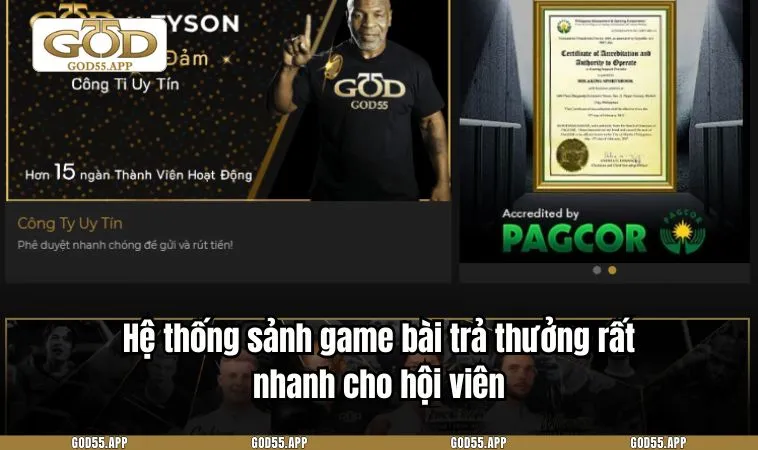 Hệ thống sảnh game bài trả thưởng rất nhanh cho hội viên