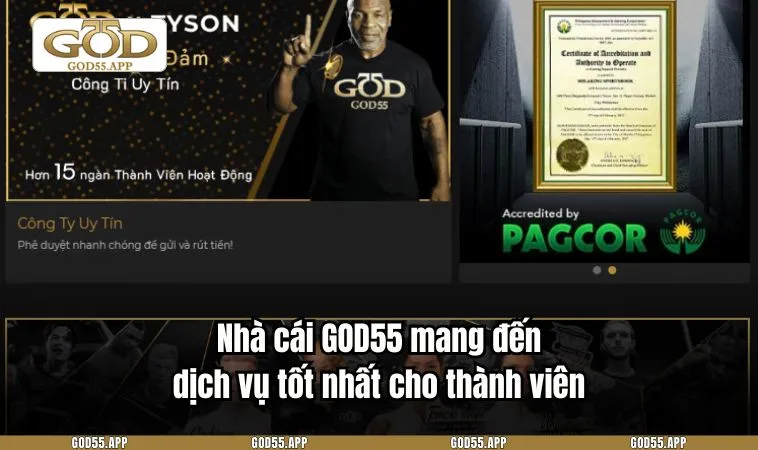 Nhà cái GOD55 mang đến dịch vụ tốt nhất cho thành viên