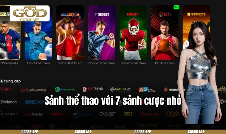 Sảnh thể thao với 7 sảnh cược nhỏ