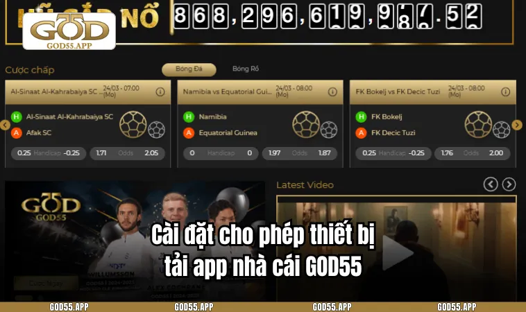 Cài đặt cho phép thiết bị tải app nhà cái GOD55