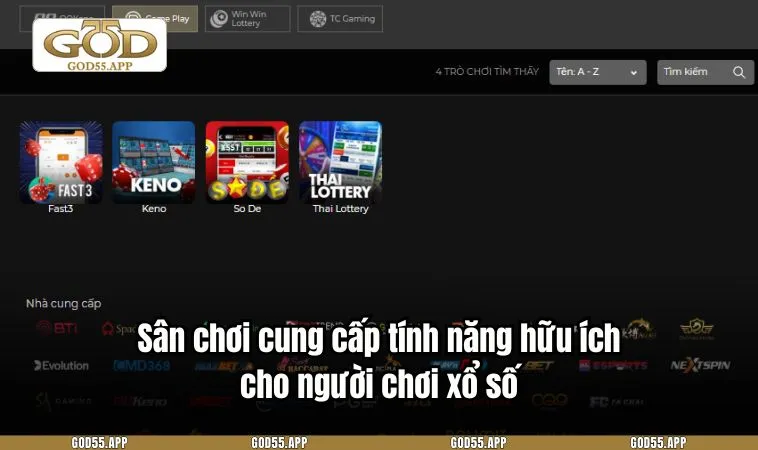 Sân chơi cung cấp tính năng hữu ích cho người chơi xổ số
